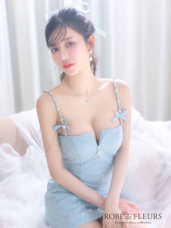 画像18: XSサイズあり【ROBE de FLEURS/ローブドフルール】スパンコール/ 刺繍レース/ フロントジップ/ キャミソール/ ショルダービジュー/ 台形スカート/ セットアップ/ ミニドレス/ キャバドレス[OF08]