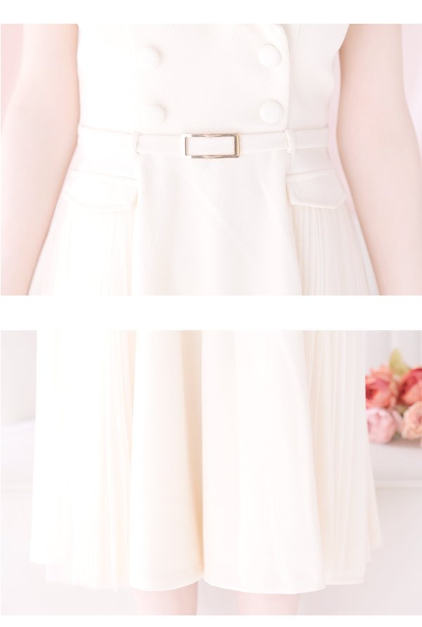 画像14: Lサイズあり【DEA./ディア】ダブルボタン/ サイドチュール/ オフショル/ ノースリーブ/ フレア/ ミディアムドレス/ キャバドレス[OF08]