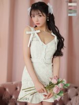 XSサイズあり【ROBE de FLEURS/ローブドフルール】肩リボン/ 総レース/ ベルト/ ノースリーブ/ マーメイド/ ワンピース/ ミニドレス/ キャバドレス[OF2]