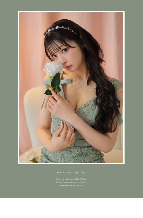 画像20: XSサイズあり【ROBE de FLEURS/ローブドフルール】肩リボン/ 総レース/ ベルト/ ノースリーブ/ マーメイド/ ワンピース/ ミニドレス/ キャバドレス[OF08]