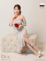 Lサイズあり【DEA.by ROBE de FLEURS/ディアバイローブドフルール】トップギャザー/ オフショル/ ラメ/ ワンカラー/ フレア/ ワンピース/ ロングドレス/ キャバドレス long[OF2]