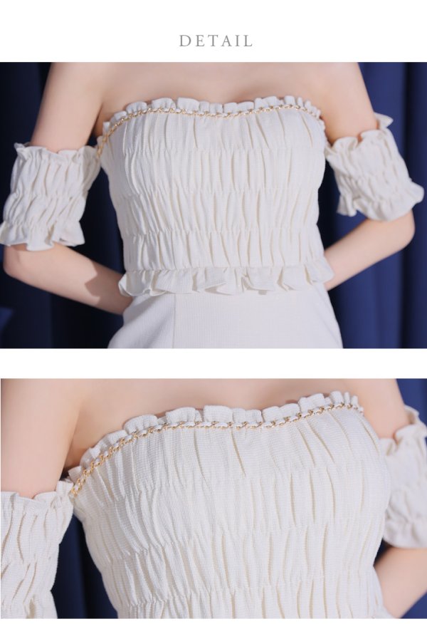 画像11: Lサイズあり【DEA./ディア】トップギャザー/ オフショル/ ラメ/ ワンカラー/ フレア/ ワンピース/ ロングドレス/ キャバドレス long[OF08]