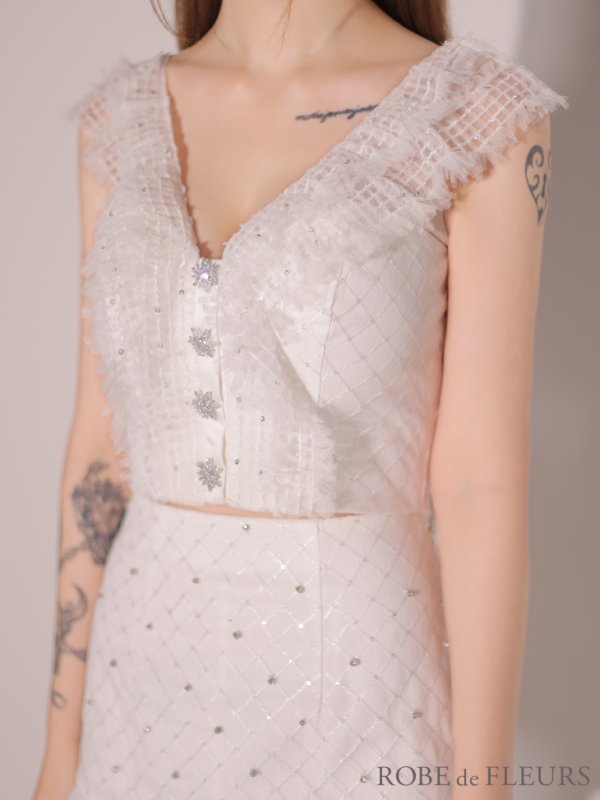 画像12: XSサイズあり【ROBE de FLEURS/ローブドフルール】ナチュラルレース/ ノースリーブ/ バックリボン/ セットアップ/ フレア/ ミニドレス/ キャバドレス[OF08]