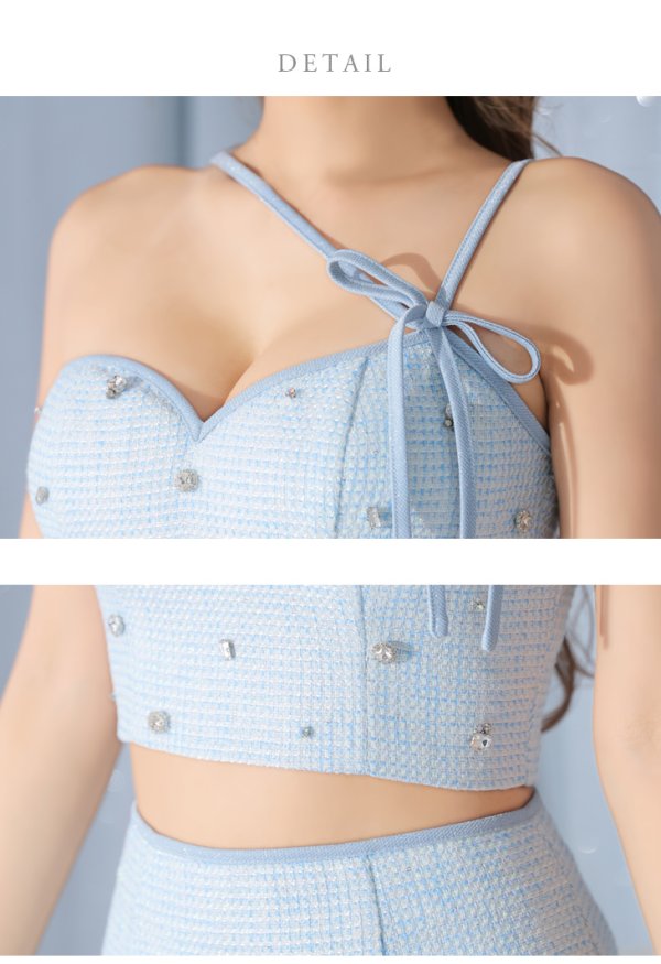 画像13: XSサイズあり【ROBE de FLEURS/ローブドフルール】ラメツイード/ アシメショルダー/ リボン/ ビジュー/ 台形スカート/ セットアップ/ ミニドレス/ キャバドレス[OF08]