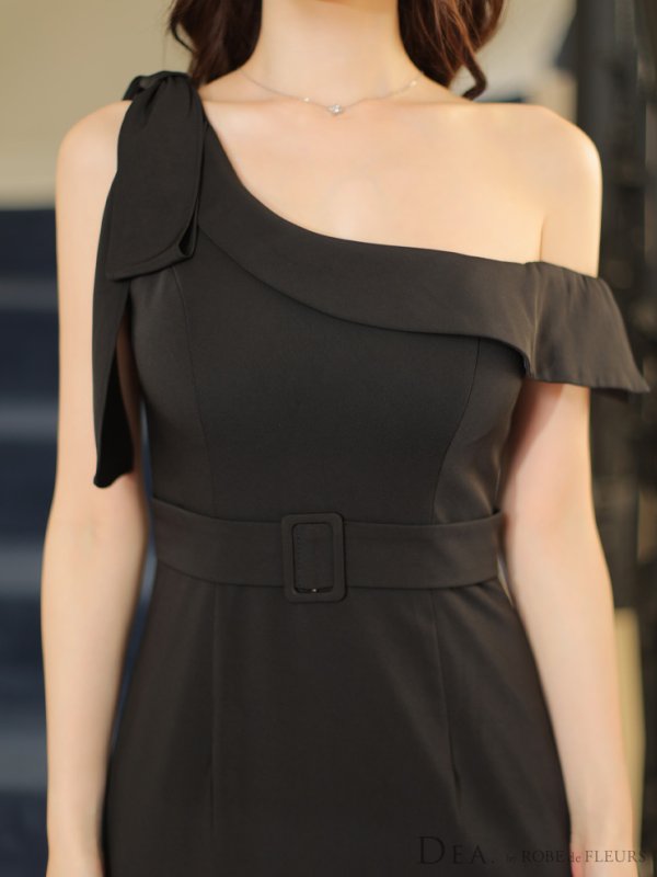 画像9: Lサイズあり【DEA./ディア】リボンワンショルダー/ サテン/ マーメイド/ ミディアムドレス/ キャバドレス[OF08]