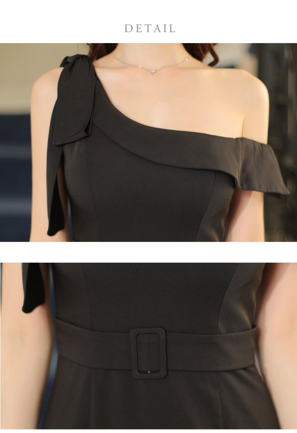 画像13: Lサイズあり【DEA./ディア】リボンワンショルダー/ サテン/ マーメイド/ ミディアムドレス/ キャバドレス[OF08]