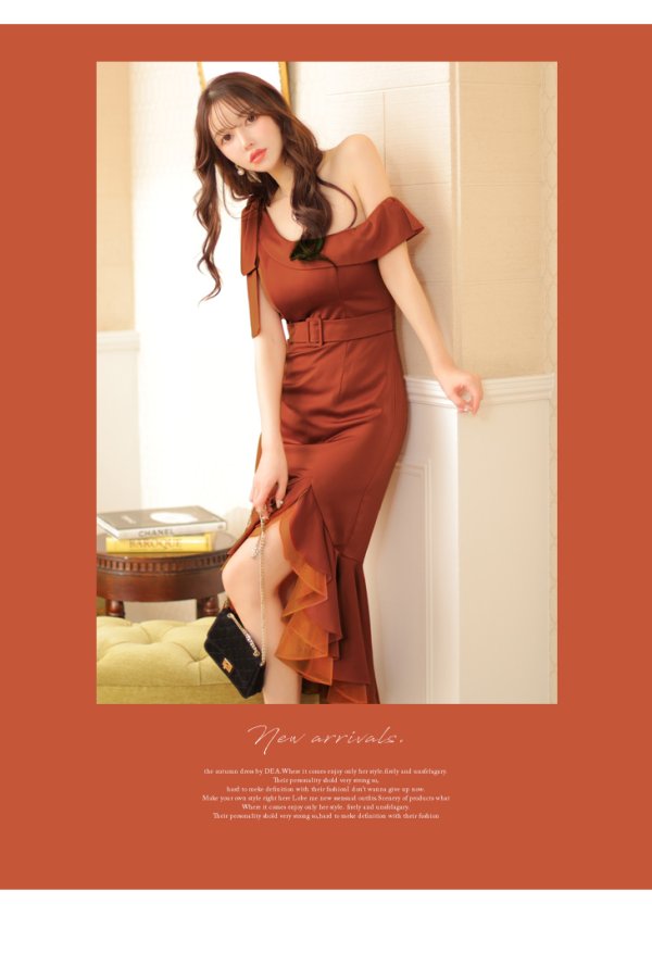 画像11: Lサイズあり【DEA./ディア】リボンワンショルダー/ サテン/ マーメイド/ ミディアムドレス/ キャバドレス[OF08]