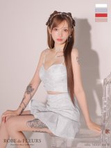 XSサイズあり【ROBE de FLEURS/ローブドフルール】シンプル/ ビジュー/ ラメニット/ フリル/ チュール/ フレア/ ミニドレス/ キャバドレス[OF2]