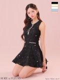 XSサイズあり【ROBE de FLEURS/ローブドフルール】ビジューライン/ ノースリーブ/ フレア/ ミニドレス/ キャバドレス【HC02】【一部予約商品/8月中旬発送予定】