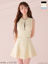 XSサイズあり【ROBE de FLEURS/ローブドフルール】ビジューライン/ ノースリーブ/ フレア/ ミニドレス/ キャバドレス[OF2]【一部予約商品/7月下旬-8月中旬発送予定】