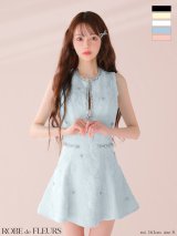 XSサイズあり【ROBE de FLEURS/ローブドフルール】ビジューライン/ ノースリーブ/ フレア/ ミニドレス/ キャバドレス[OF2]【一部予約商品/7月下旬-8月中旬発送予定】