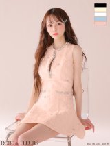 XSサイズあり【ROBE de FLEURS/ローブドフルール】ビジューライン/ ノースリーブ/ フレア/ ミニドレス/ キャバドレス[OF2]【一部予約商品/7月下旬-8月中旬発送予定】
