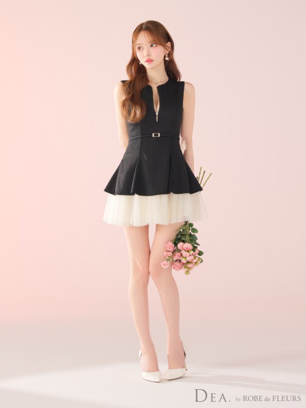 ブラックxアイボリー モデル:ゆめ 身長:160cm 着用サイズ:Sサイズ