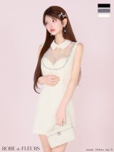 XSサイズあり【ROBE de FLEURS/ローブドフルール】ビジュー/ シアー/ チュール/ タイト/ ミニドレス/ キャバドレス[OF2]