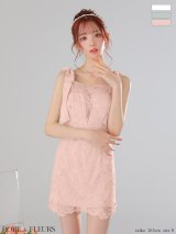 【予約商品/5月下旬発送予定】XSサイズあり【ROBE de FLEURS/ローブドフルール】ショルダーリボン/ レース/ タイト/ ミニドレス/ キャバドレス[OF2]