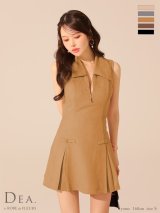 【予約商品/9月上旬発送予定】XSサイズあり【DEA./ディア】スエード/ ジップ/ カラー/ フレア/ ワンピース/ ミニドレス/ キャバドレス【HC02】