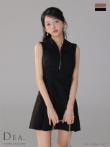 【予約商品/9月上旬発送予定】XSサイズあり【DEA./ディア】スエード/ ジップ/ カラー/ フレア/ ワンピース/ ミニドレス/ キャバドレス【HC02】