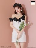 XSサイズあり【ROBE de FLEURS/ローブドフルール】シフォンリボン/ ワンショル/ タイト/ ミニドレス/ キャバドレス[OF2]