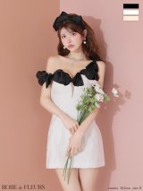 XSサイズあり【ROBE de FLEURS/ローブドフルール】シフォンリボン/ ワンショル/ タイト/ ミニドレス/ キャバドレス[OF2]