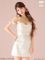 【予約商品/6月上旬発送予定】XSサイズあり【ROBE de FLEURS/ローブドフルール】パーツ取り外し可能/ フラワーストラップ/ サテン/ セットアップ/ ミニドレス/ キャバドレス[OF2]