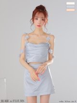 【予約商品/6月上旬発送予定】XSサイズあり【ROBE de FLEURS/ローブドフルール】パーツ取り外し可能/ フラワーストラップ/ サテン/ セットアップ/ ミニドレス/ キャバドレス[OF2]