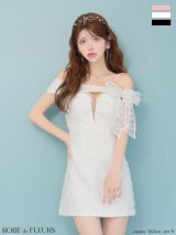 sugarコラボカラー・XSサイズあり【ROBE de FLEURS/ローブドフルール】オフショル/ リボン/ レース/ ミニドレス/ キャバドレス[OF2]