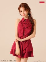 【予約商品/8月下旬発送予定】XSサイズあり【ROBE de FLEURS/ローブドフルール】フロントラッフル/ ホルター/ フレア/ セットアップ/ ミニドレス/ キャバドレス【HC02】