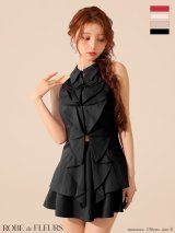 【予約商品/8月下旬発送予定】XSサイズあり【ROBE de FLEURS/ローブドフルール】フロントラッフル/ ホルター/ フレア/ セットアップ/ ミニドレス/ キャバドレス【HC02】