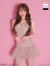 XSサイズあり【ROBE de FLEURS/ローブドフルール】ラメニット/ スパンコール付き/ レース/ キャミ/ ミニドレス/ キャバドレス[OF08]