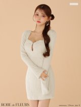 【予約商品/10月上旬発送予定】XSサイズあり【ROBE de FLEURS/ローブドフルール】フェザーニット/ パール付き/ ロングスリーブ/ タイト/ ミニドレス/ キャバドレス【HC02】
