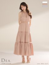 【予約商品/8月下旬発送予定】Lサイズあり【DEA./ディア】リボンタイ/ スカラップレース/ フレア/ ロングドレス/ キャバドレス long[OF08]