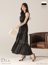 【予約商品/8月下旬発送予定】Lサイズあり【DEA./ディア】リボンタイ/ スカラップレース/ フレア/ ロングドレス/ キャバドレス long[OF08]