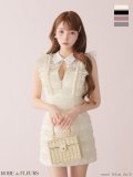 XSサイズあり【ROBE de FLEURS/ローブドフルール】フリル/ スパンコール/ チュール/ ミニドレス/ キャバドレス[OF08]【一部予約商品/9月中旬発送予定】