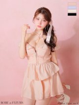 【予約商品/1月下旬発送予定】XSサイズあり【ROBE de FLEURS/ローブドフルール】フリル/ オフショル/ リボン/ セットアップ/ フレア/ ミニドレス/ キャバドレス[OF08]