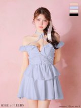 【予約商品/1月下旬発送予定】XSサイズあり【ROBE de FLEURS/ローブドフルール】フリル/ オフショル/ リボン/ セットアップ/ フレア/ ミニドレス/ キャバドレス[OF08]
