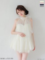 【予約商品/11月下旬発送予定】XSサイズあり【ROBE de FLEURS/ローブドフルール】ハイネック/ ウエストリボン/ フレア/ セットアップ/ ミニドレス/ キャバドレス[OF08]