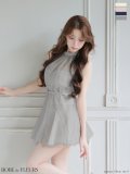 【予約商品/5月上旬発送予定】XSサイズあり【ROBE de FLEURS/ローブドフルール】ハイネック/ ウエストリボン/ フレア/ セットアップ/ ミニドレス/ キャバドレス[OF08]