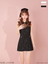 【予約商品/12月下旬発送予定】XSサイズあり【ROBE de FLEURS/ローブドフルール】襟付き/ シースルー/ デコルテ/ レース/ フレア/ ミニドレス/ キャバドレス[OF08]