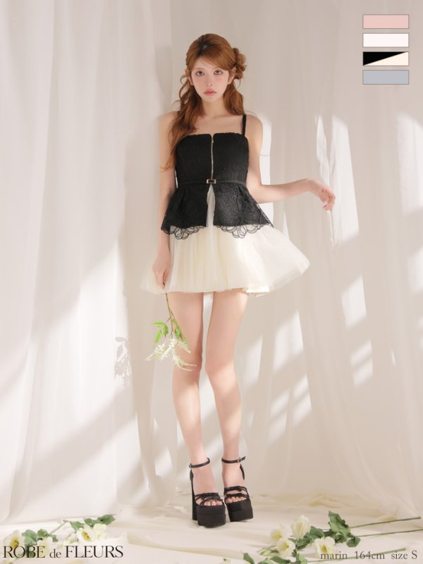 ブラックxアイボリー　モデル：まりん　身長：164cm　着用サイズ：Sサイズ