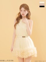 【予約商品/6月中旬発送予定】XSサイズあり【ROBE de FLEURS/ローブドフルール】レース/ スパンコール/ チュール/ ホルターネック/ フレア/ ミニドレス/ キャバドレス[OF08]
