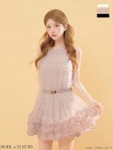 【予約商品/6月中旬発送予定】XSサイズあり【ROBE de FLEURS/ローブドフルール】レース/ スパンコール/ チュール/ ホルターネック/ フレア/ ミニドレス/ キャバドレス[OF08]