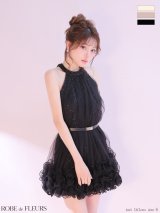 【予約商品/6月中旬発送予定】XSサイズあり【ROBE de FLEURS/ローブドフルール】レース/ スパンコール/ チュール/ ホルターネック/ フレア/ ミニドレス/ キャバドレス[OF08]
