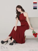 Lサイズあり【DEA. by ROBE de FLEURS/ディアバイローブドフルール】ビジュー/ ワンカラー/ ホルターネック/ リボン/ フレア/ ロング丈/ ロングドレス/ キャバドレス[OF2]【一部予約商品/6月中旬発送予定】