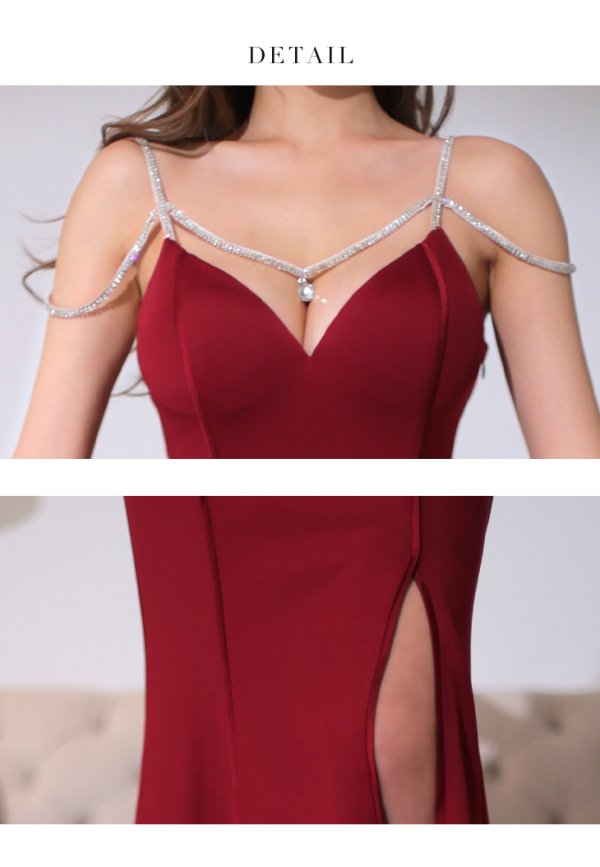 画像25: Lサイズあり【Glossy/グロッシー】ラグジュアリーストラップ/ サイドスリット/ ロングドレス/ キャバドレスlong[OF08]