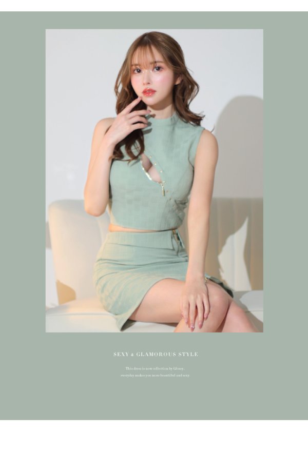 画像30: XSサイズあり【Glossy/グロッシー】セットアップ/ マルチファスナー/ ハイネック/ ノースリーブ/ フロントジップ/ タイト/ ミニドレス/ キャバドレス[OF08]
