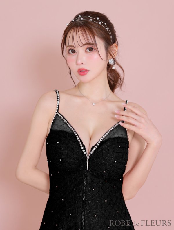 画像25: XSサイズあり【ROBE de FLEURS/ローブドフルール】ショルダービジュー/ 刺繍レース/ フロントジッパー/ フレア/ ミニドレス/ キャバドレス[OF08]