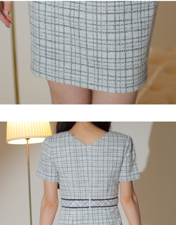 画像27: XS-Lサイズあり【Glossy/グロッシー】袖付き/ ツイードニット/ フロントジッパー/ タイト/ ミニドレス/ キャバドレス[OF08]