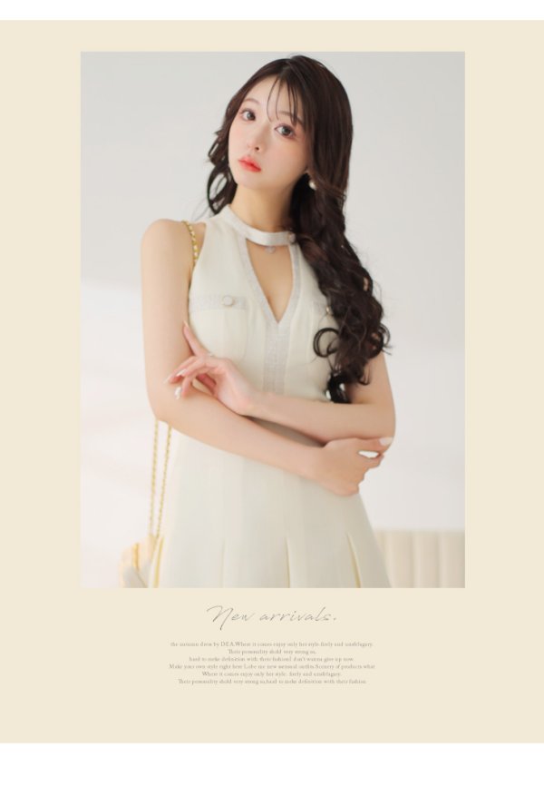 画像13: Lサイズあり【DEA./ディア】スプリングツイード/ ホルターネック/ ノースリーブ/ プリーツ/ フレア/ ミニドレス/ キャバドレス[OF08]