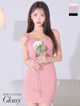 XSサイズあり【ROBE de FLEURS Glossy/ローブ・ド・フルール グロッシー】ダブルポイントリボン/ シンプル/ ノースリーブ/ ストレッチ/ リブニット/ タイト/ ミニドレス/ キャバドレス[OF2]