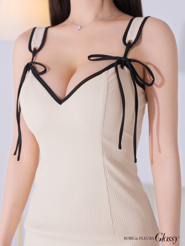 画像27: XSサイズあり【Glossy/グロッシー】ダブルポイントリボン/ シンプル/ ノースリーブ/ ストレッチ/ リブニット/ タイト/ ミニドレス/ キャバドレス[OF08]